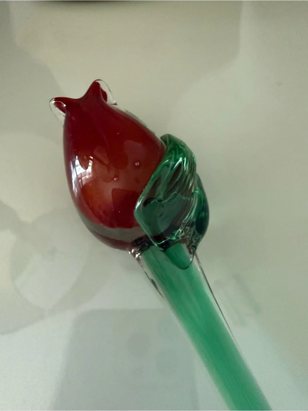 Art Glass Red & Green long 14” Czech Repablic
